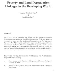 Poverty and Land Degradation Linkages in the Developing World