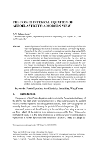 the possio integral equation of aeroelasticity: a modern view