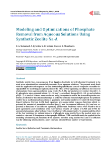 Modeling and Optimizations of Phosphate Removal from Aqueous