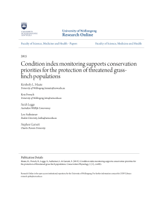 Condition index monitoring supports conservation priorities for the