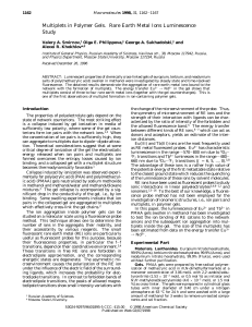 Multiplets in Polymer Gels. Rare Earth Metal Ions Luminescence Study