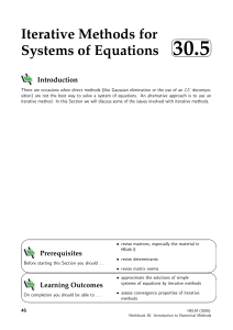 Iterative Methods for Systems of Equations