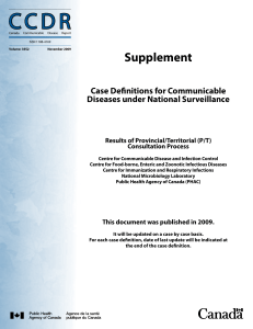 Case Definitions for Communicable Diseases under National