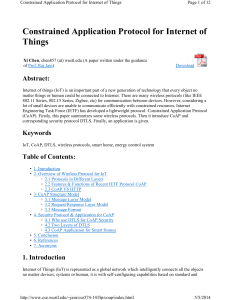 Constrained Application Protocol for Internet of Things