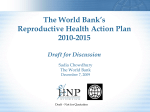 Population and Reproductive Health at the World Bank Action Plan