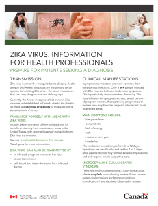 ZIKA VIRUS: INFORMATION FOR HEALTH PROFESSIONALS