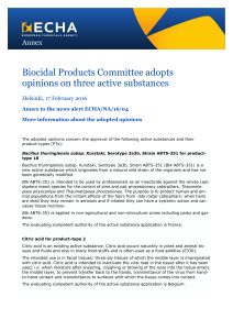 Biocidal Products Committee adopts opinions on three active