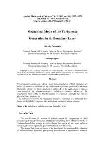 Mechanical model of the turbulence generation in the
