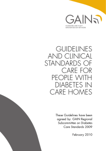 guidelines and clinical standards of care for people with diabetes in