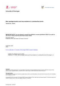 University of Groningen Beer spoilage bacteria and hop resistance