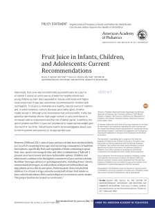 AAP, Fruit Juice in Infants, Children, and Adolescents: Current
