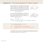 Section 8.1 — The Vector Equation of a Plane in - math-e