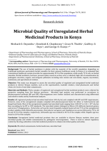 Microbial Quality of Unregulated Herbal Medicinal Products in Kenya