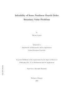 Solvability of Some Nonlinear Fourth Order Boundary Value Problems