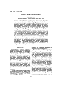 Maternal Effects in Animal Ecology1