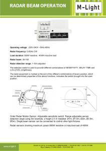 Order Radar Motion Sensor. Adjustable sensitivity switch. Range