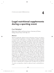 Legal nutritional supplements during a sporting event