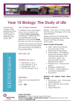 Year 10 Biology: The Study of Life ELEC TIVE Sc ien c e
