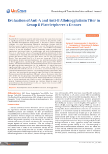 Evaluation of Anti-A and Anti-B Alloisogglutinin Titer in Group O