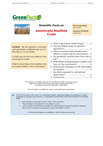 Scientific Facts on Genetically Modified Crops
