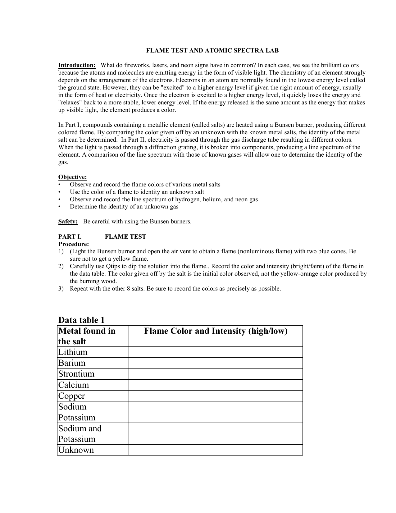 flame test lab to find out flame test lab to find out