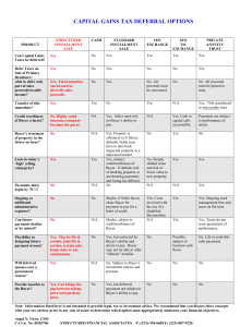 CAPITAL GAINS TAX DEFERRAL OPTIONS