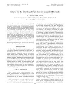 Criteria for the Selection of Materials for Implanted