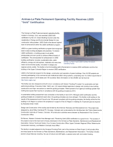 Animas-La Plata Permanent Operating Facility Receives LEED