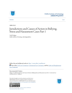 Jurisdictions and Causes of Action in Bullying Stress