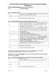 No Cash-Out/Non Streamline(Rate/Term)– Refinance Maximum