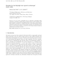 Formulas for the Rayleigh wave speed in orthotropic elastic solids