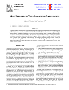 Gold Deposits and Their Geological Classification