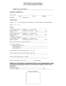 Child Health Assessment - Covenant Christian Preschool