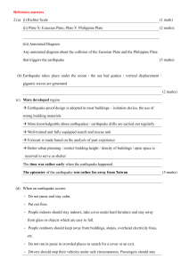 Reference answers 2.(a) (i) Richter Scale (1 mark) (ii) Plate X