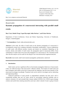 Dynamic propagation of a macrocrack interacting with parallel small