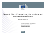 General Block Exemptions, De minimis and SME recommendation