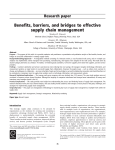 Benefits, barriers, and bridges to effective supply chain