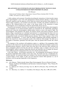 relativistically intense plane electromagnetic waves in cold