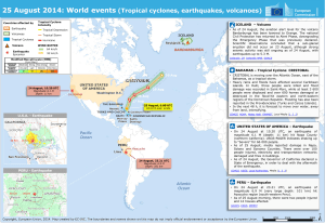 25 August 2014: World events (Tropical cyclones, earthquakes