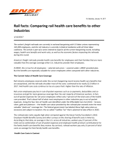 Comparing rail health care benefits to other industries