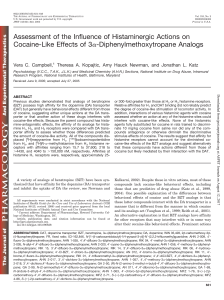 Assessment of the Influence of Histaminergic Actions on Cocaine