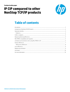 IP CIP compared to other NonStop TCP/IP products – Technical