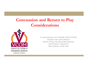 Concussion and Return to Play Considerations
