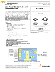 SGTL5000, Low Power Stereo Codec with Headphone Amp