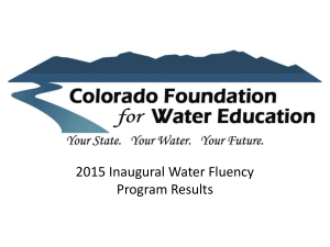 2015 Inaugural Water Fluency Program Results
