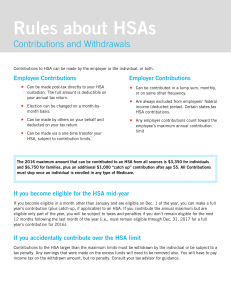 HSA Contribution and Withdrawal Rules