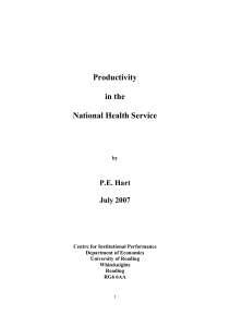 Productivity in the National Health Service