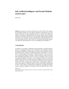 Safe Artificial Intelligence and Formal Methods