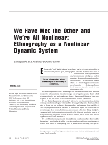 Ethnography as a nonlinear dynamic system