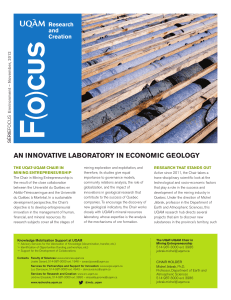 an innovative laboratory in economic geology